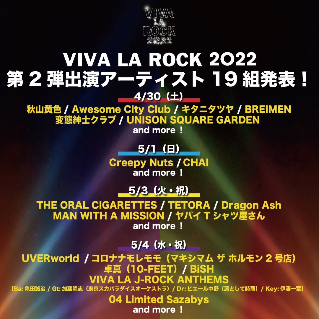 【LIVE】VIVA LA ROCK 2022 出演決定